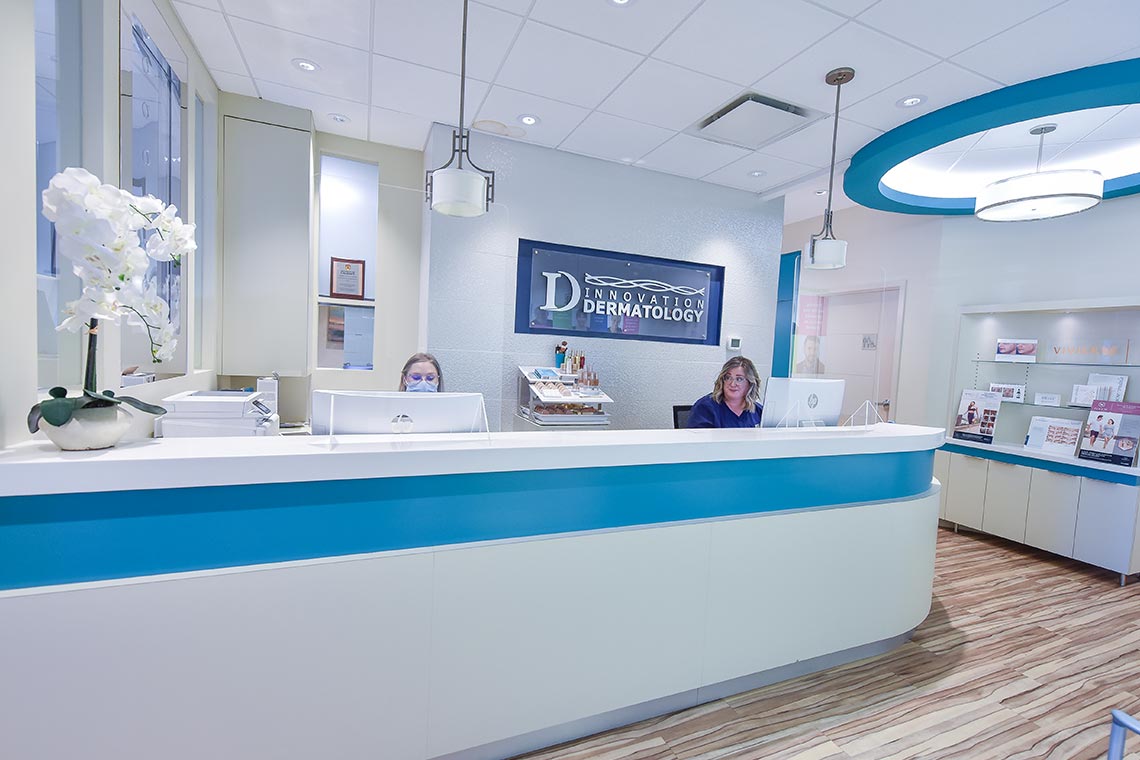 Warm & Welcoming Reception Area | Innovation Dermatology | Red Deer Dermatology & Med Spa Clinic
